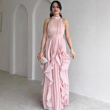 Elara | High-Neck Ruffle Maxi Dress