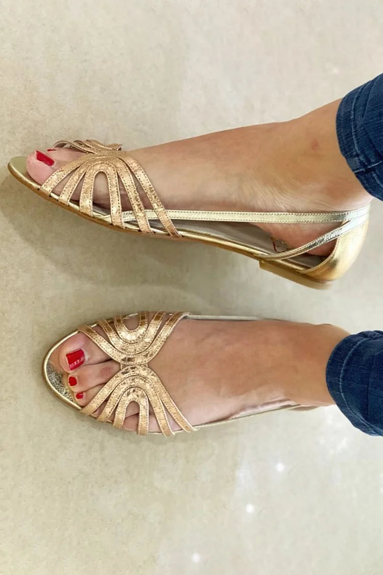 Delphinia | Woven Strappy Flat Sandals