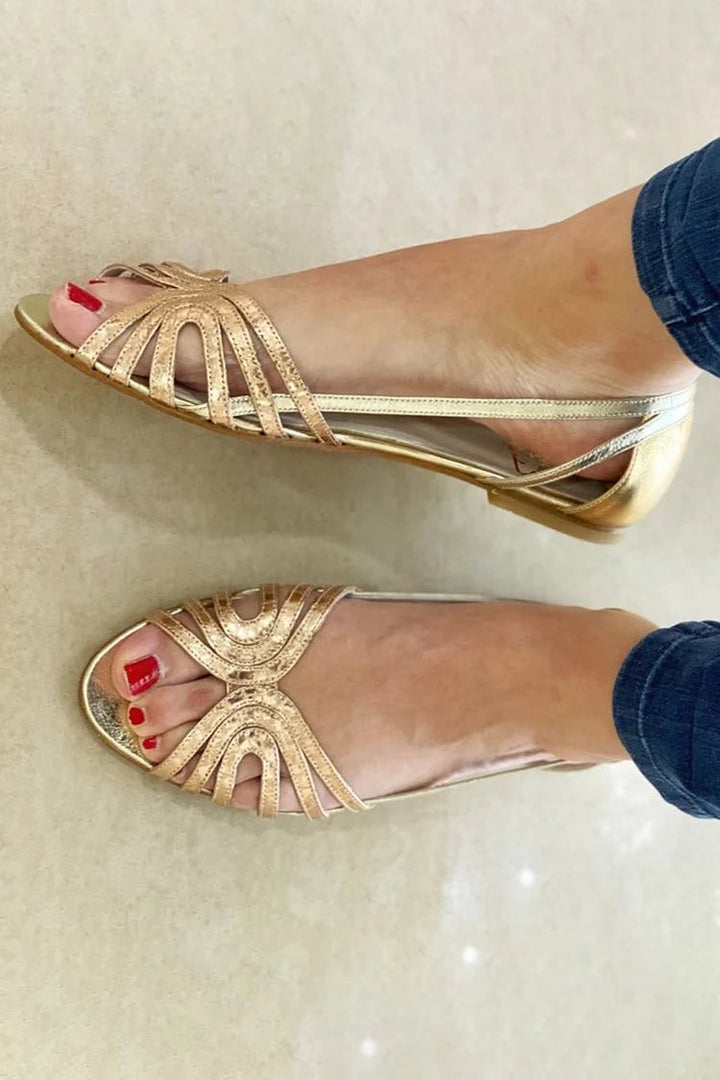 Delphinia | Woven Strappy Flat Sandals