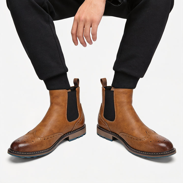 Barnaby | Refined Brogue Chelsea Boots