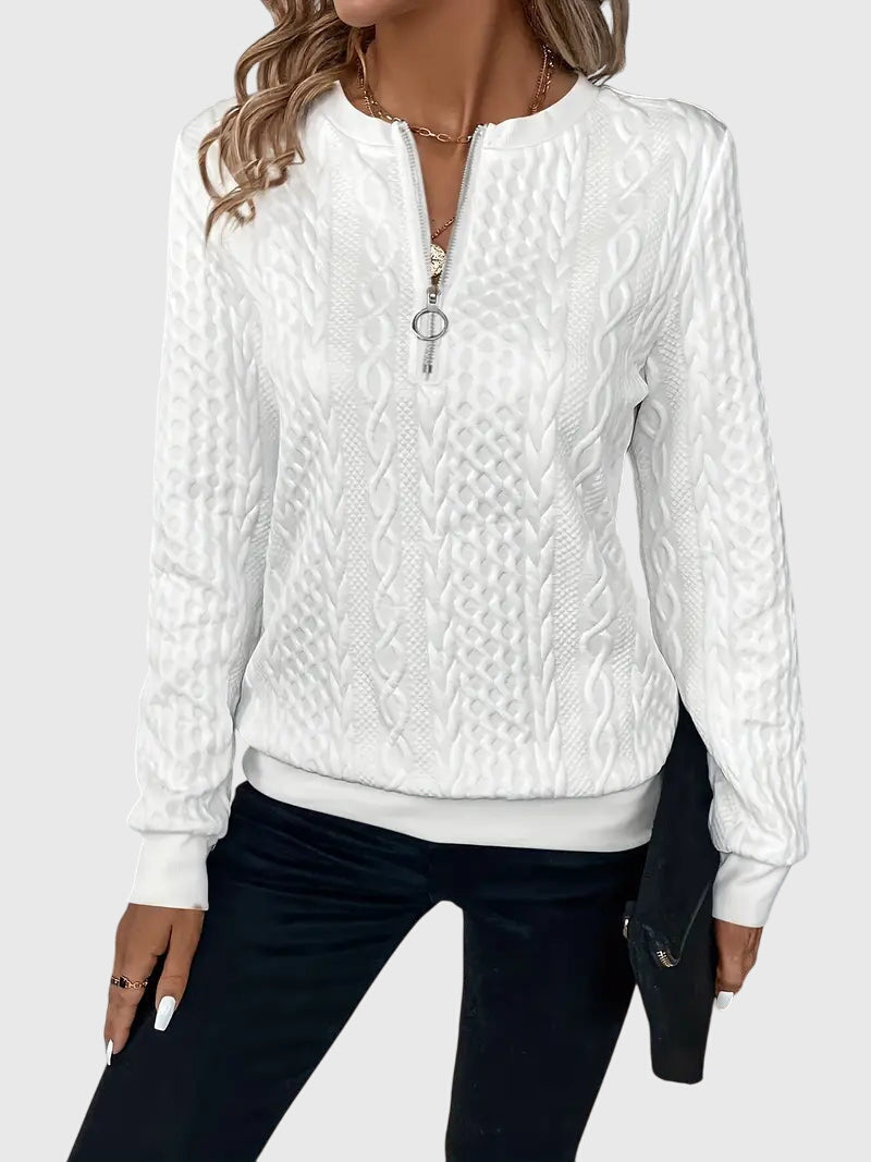 Violet | Textured Zip-Neck Sweater