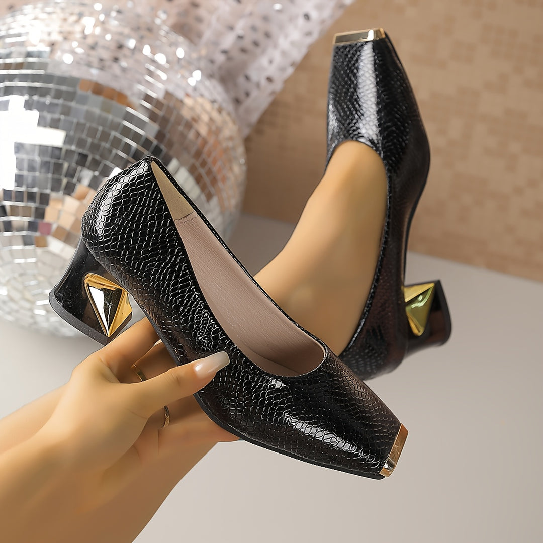 Isabelle | Elegant Square-Toe Block-Heel Pumps