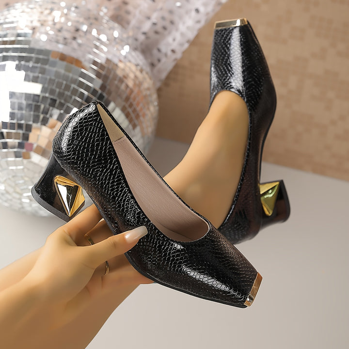 Isabelle | Elegant Square-Toe Block-Heel Pumps