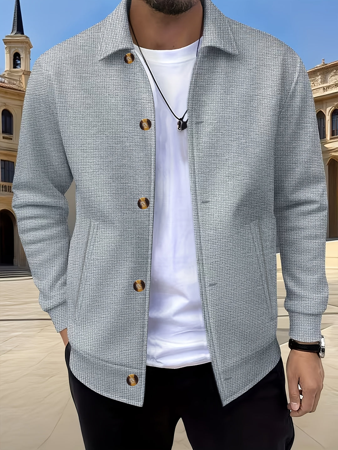 Gerald | Textured Button-Front Jacket