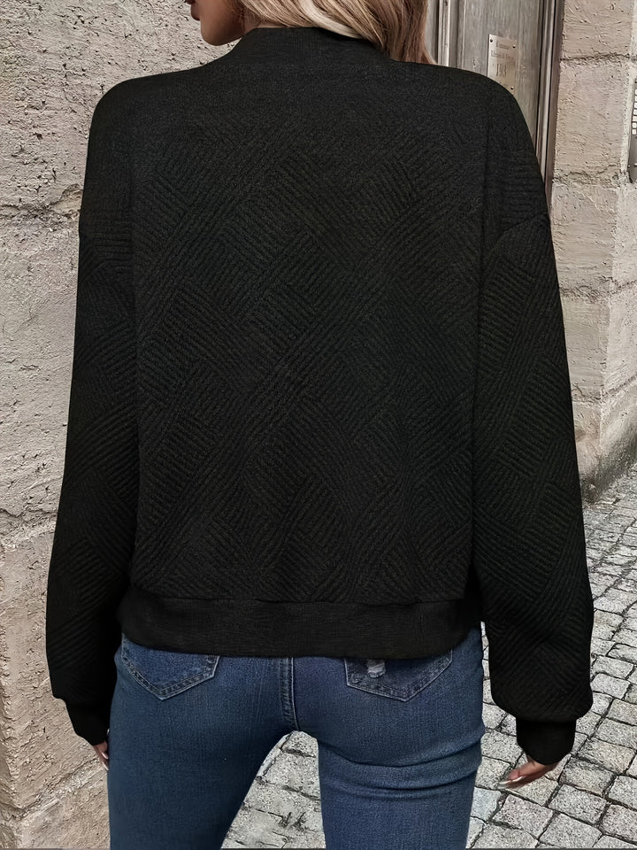 Delia | Textured Zip-Up Bomber Jacket