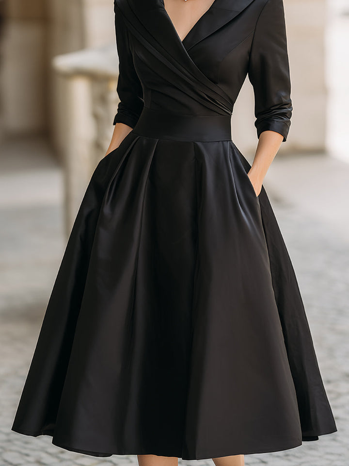 Constance | Shawl Collar Midi Dress