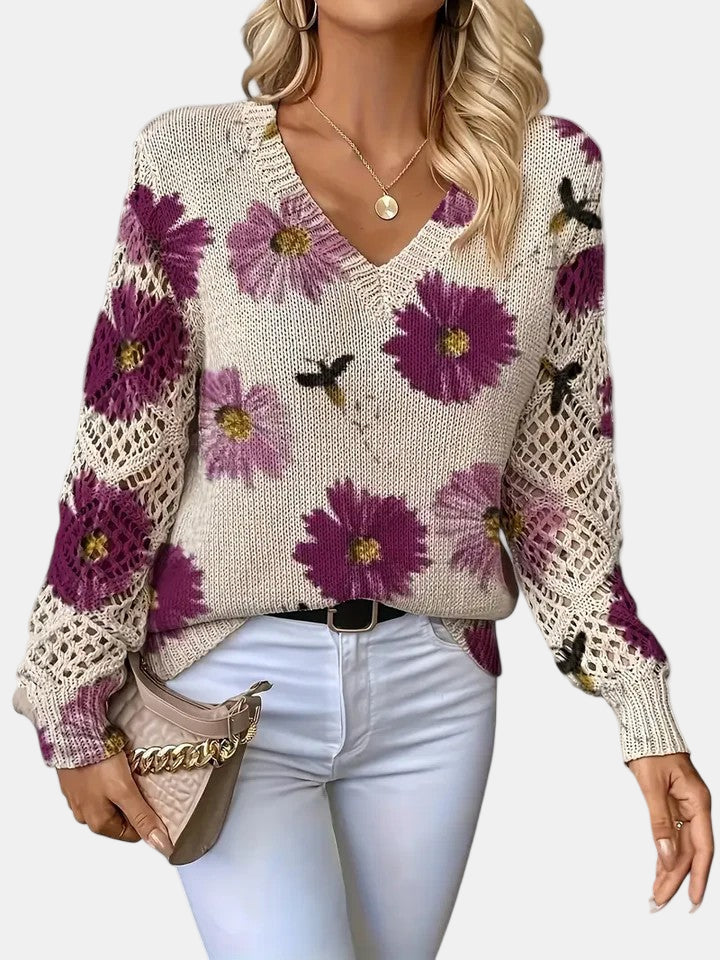Freya | Floral V-Neck Jumper
