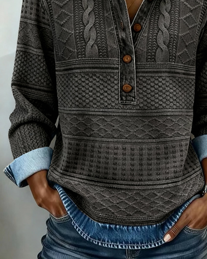 Gwen | Textured Collared Button Top