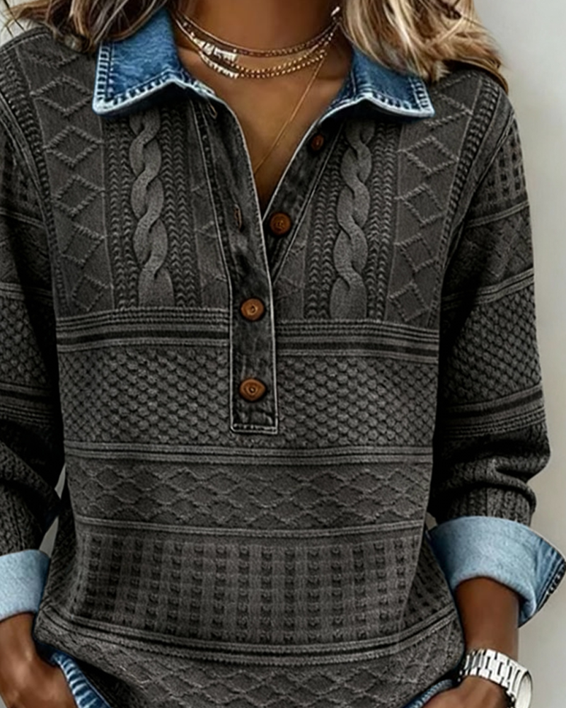 Gwen | Textured Collared Button Top