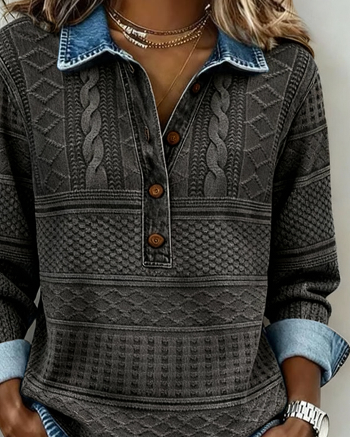 Gwen | Textured Collared Button Top