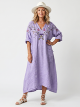 Ottilie | Floral Embroidered Pocket Midi Dress