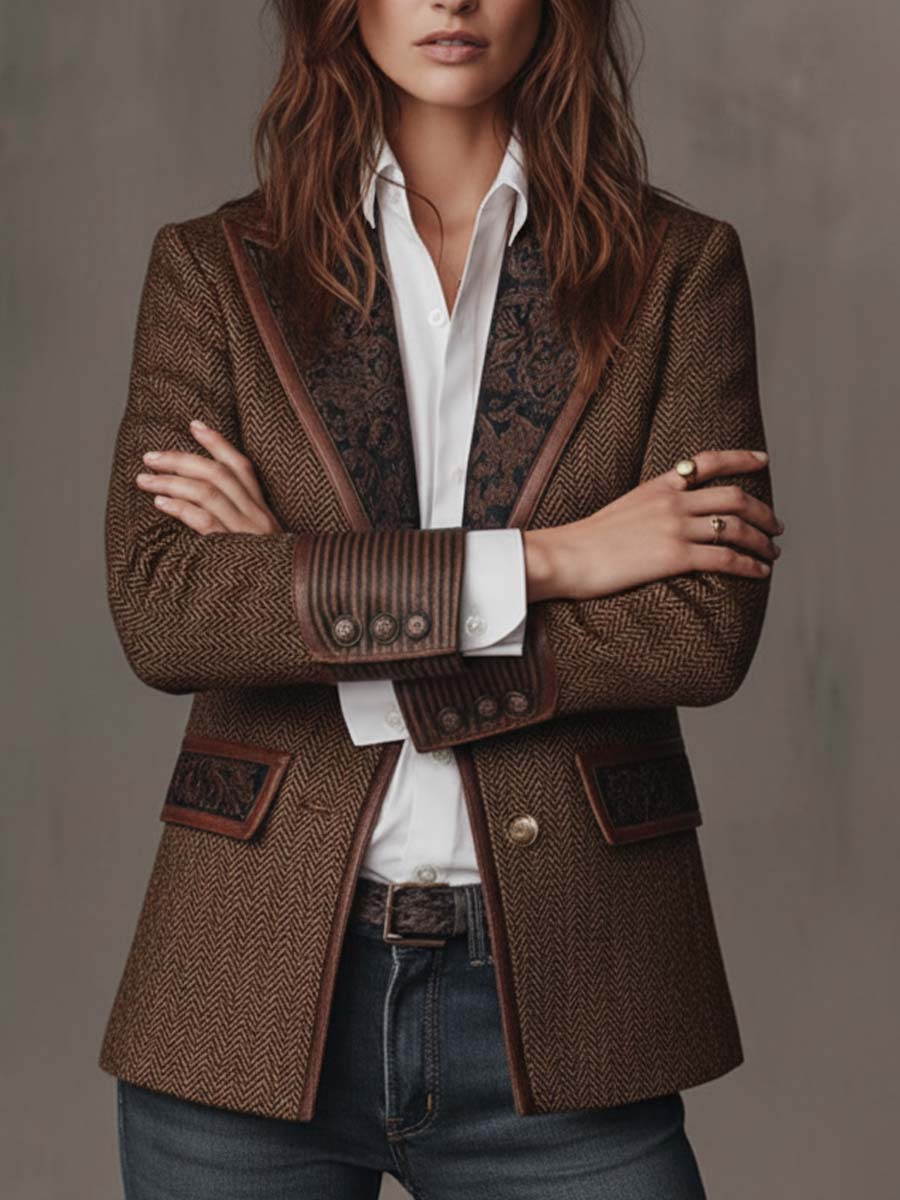 Hollis | Herringbone Panel Blazer
