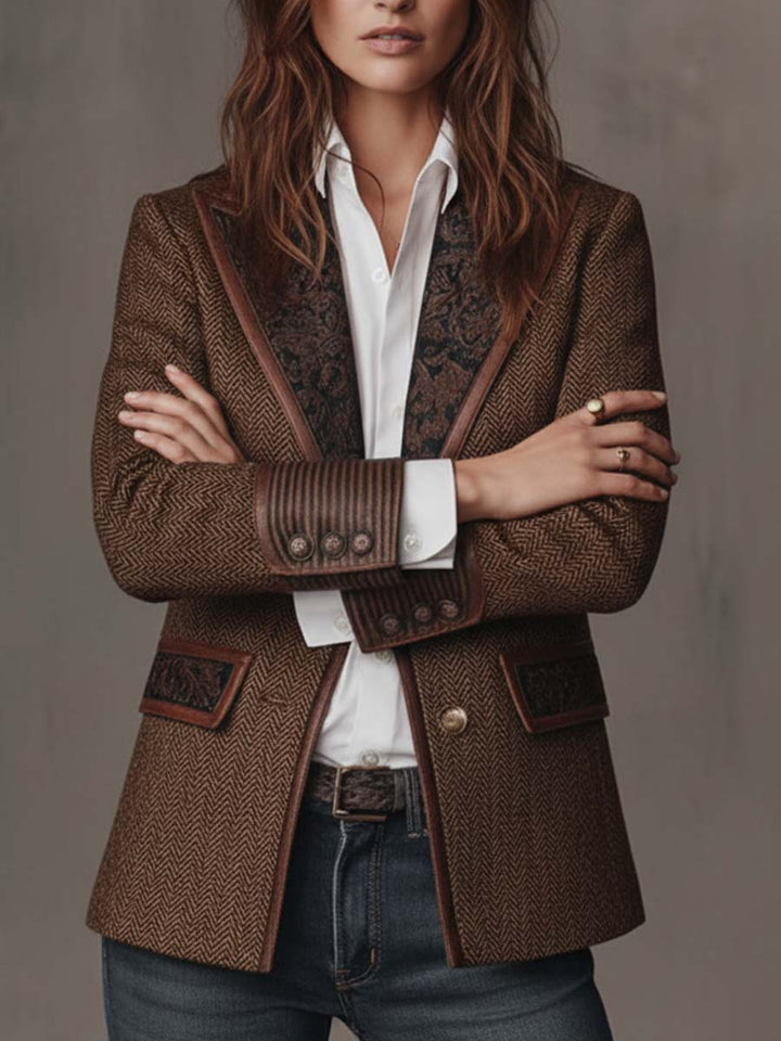 Hollis | Herringbone Panel Blazer