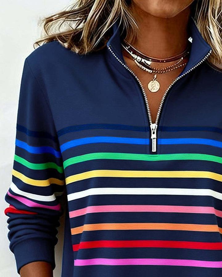Miriam | Relaxed Half-Zip Striped Sweater
