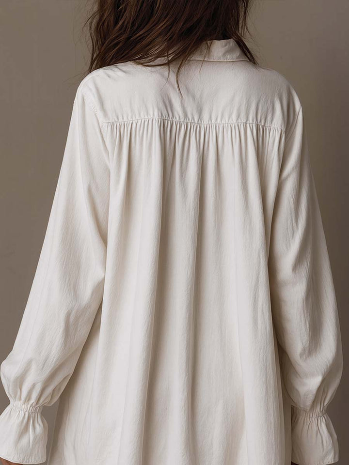 Camelia | Lace-Trimmed Shirt Mini Dress