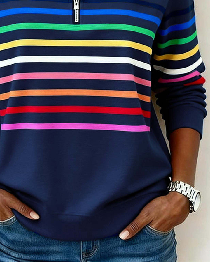 Miriam | Relaxed Half-Zip Striped Sweater