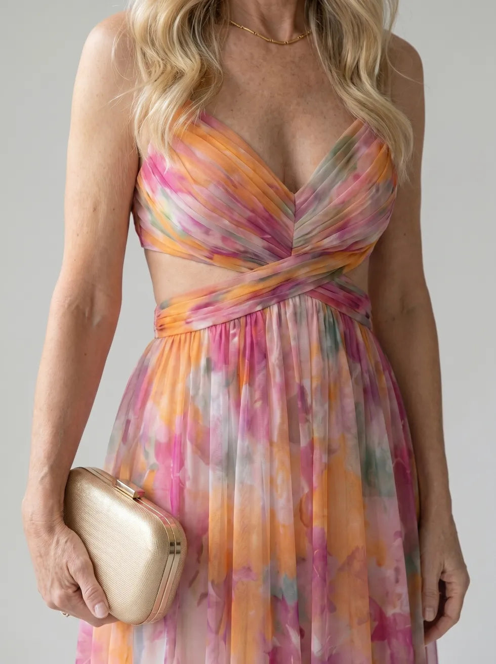 Aveline | Flowing Watercolour Maxi Dress