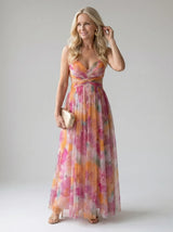 Aveline | Flowing Watercolour Maxi Dress