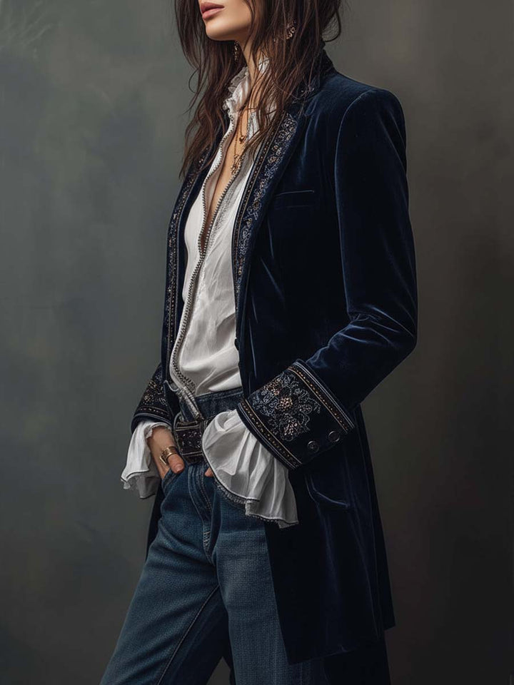 Gabrielle | Embroidered Longline Jacket