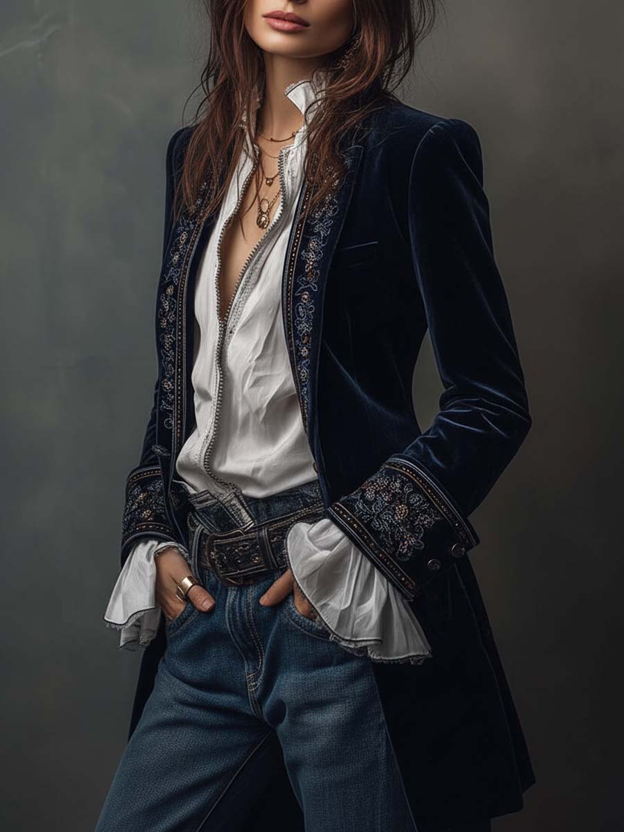 Gabrielle | Embroidered Longline Jacket