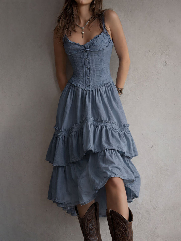 Annette | Tiered Corset Midi Dress
