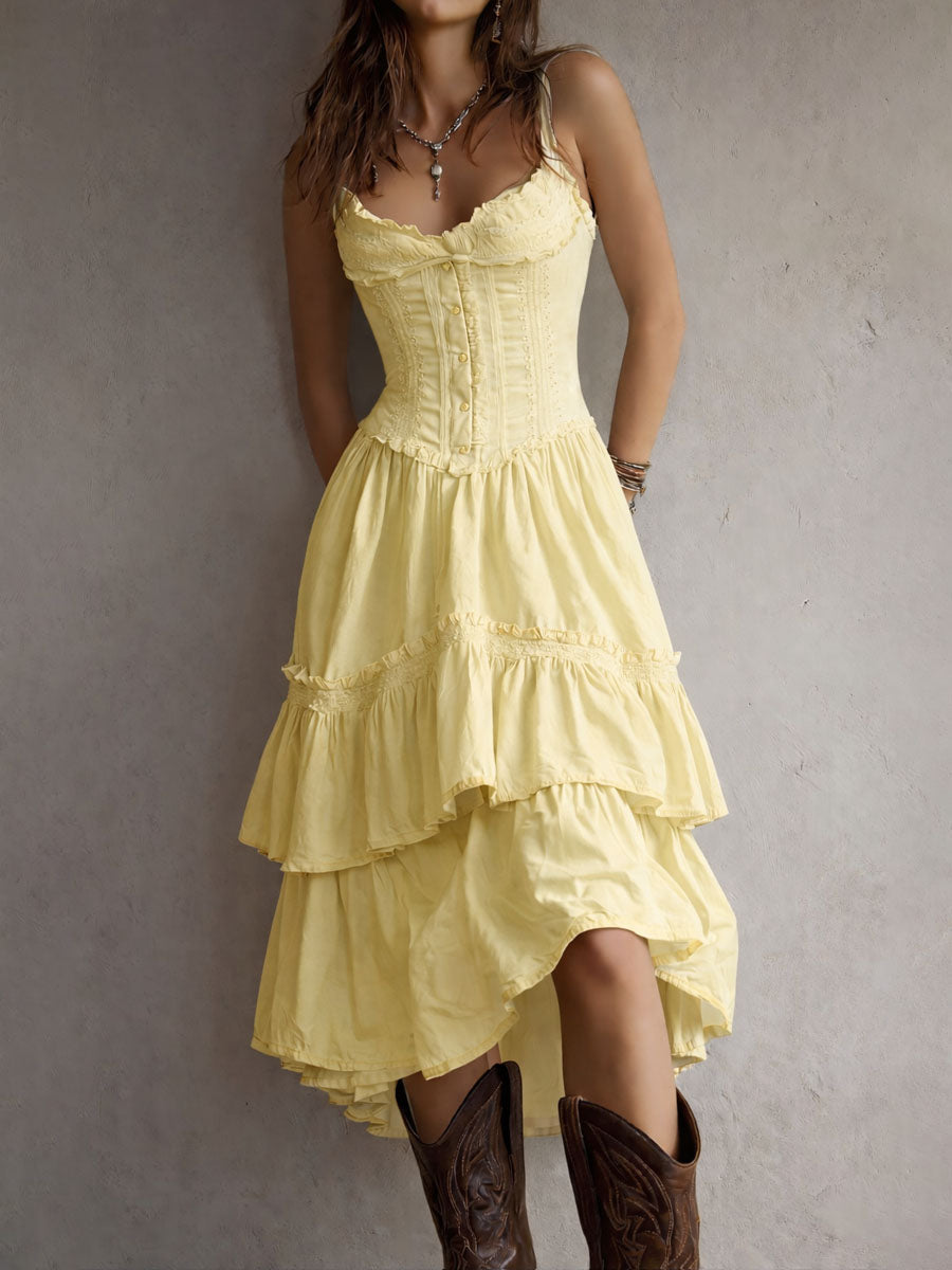 Annette | Tiered Corset Midi Dress