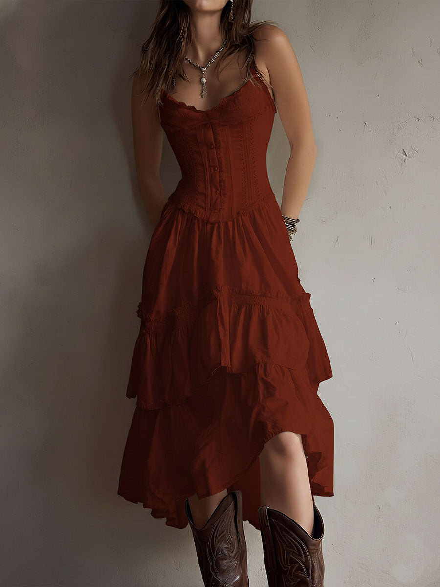 Annette | Tiered Corset Midi Dress