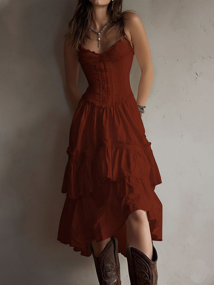 Annette | Tiered Corset Midi Dress