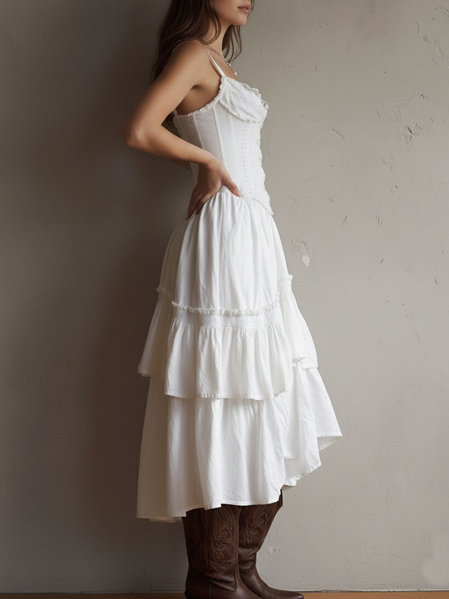 Annette | Tiered Corset Midi Dress