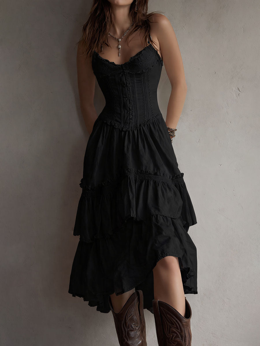 Annette | Tiered Corset Midi Dress