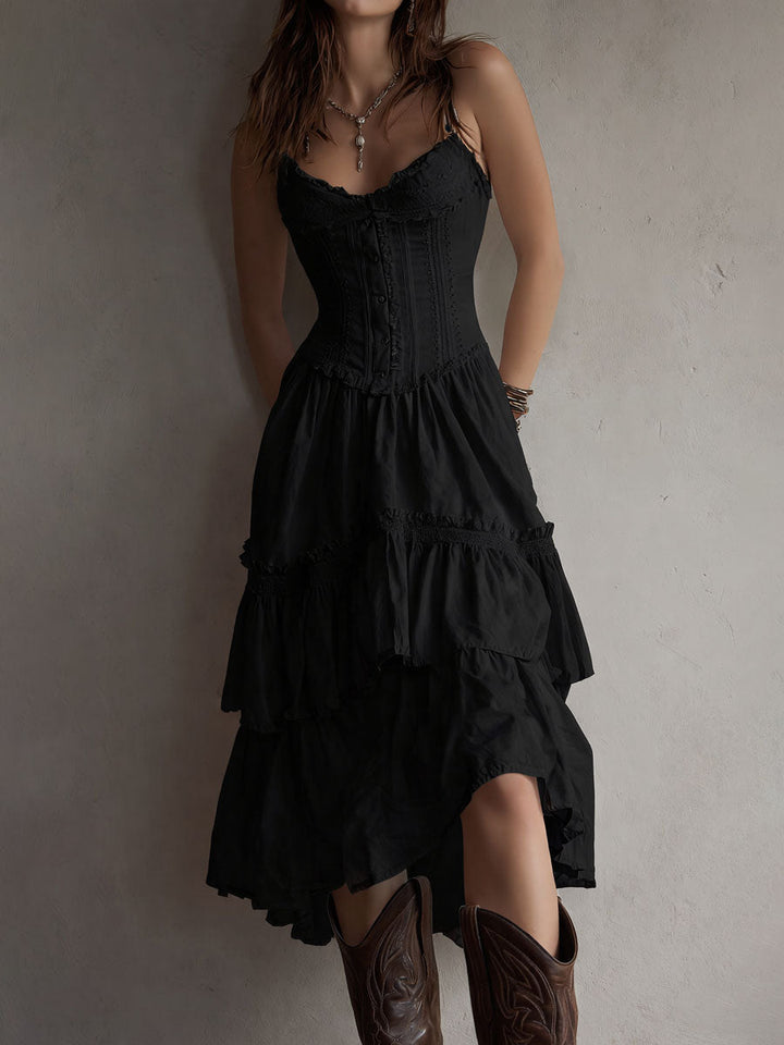 Annette | Tiered Corset Midi Dress