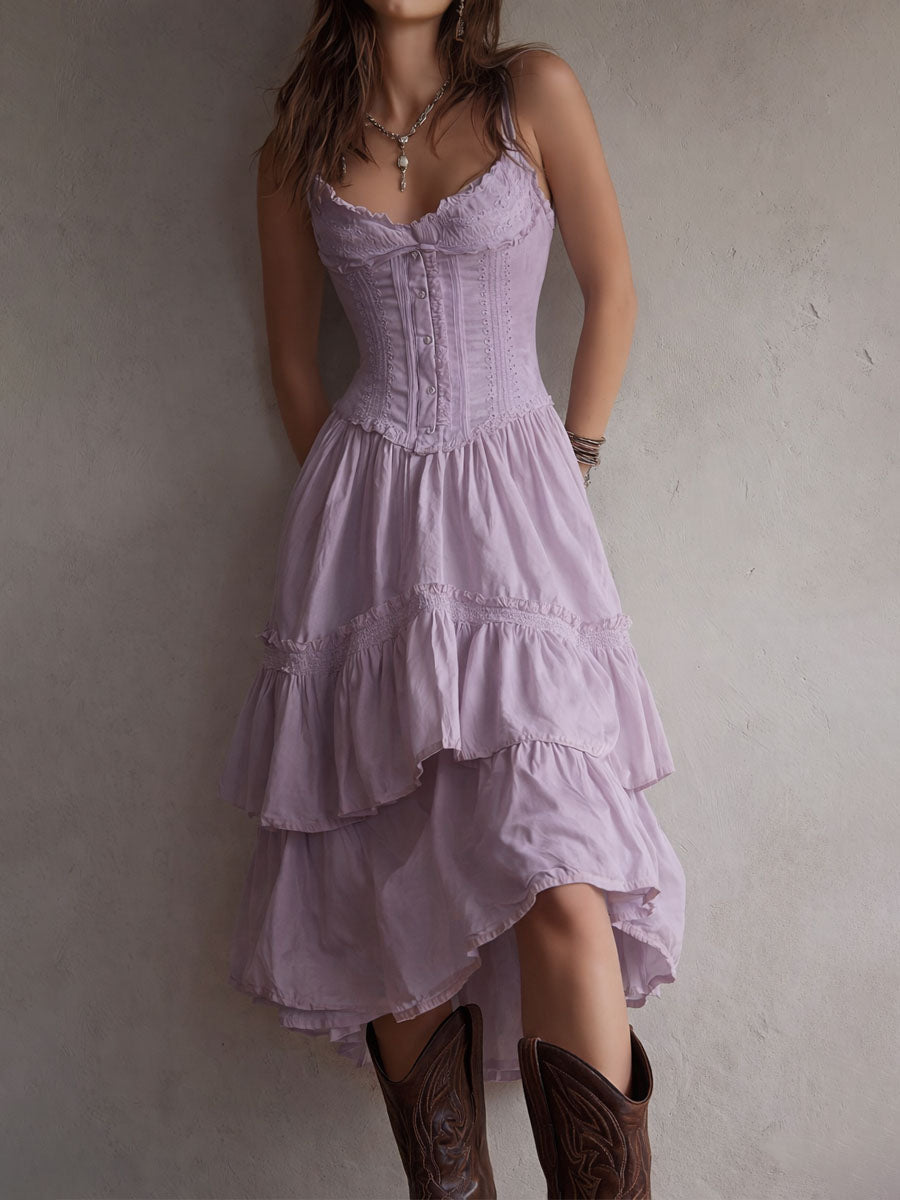 Annette | Tiered Corset Midi Dress