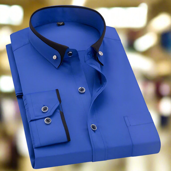 Theodore | Refined Contrast-Collar Long-Sleeve Shirt