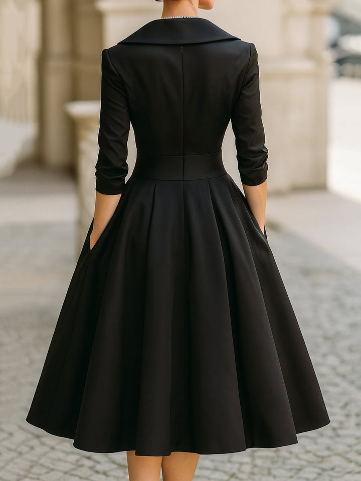 Constance | Shawl Collar Midi Dress