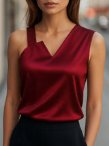 Simone | Asymmetrical Neck Sleeveless Blouse