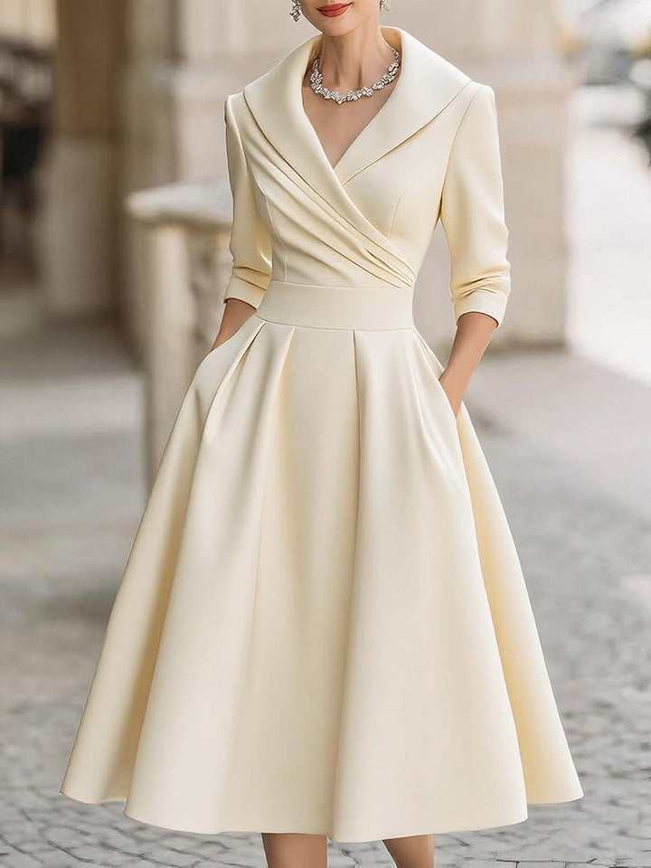 Constance | Shawl Collar Midi Dress