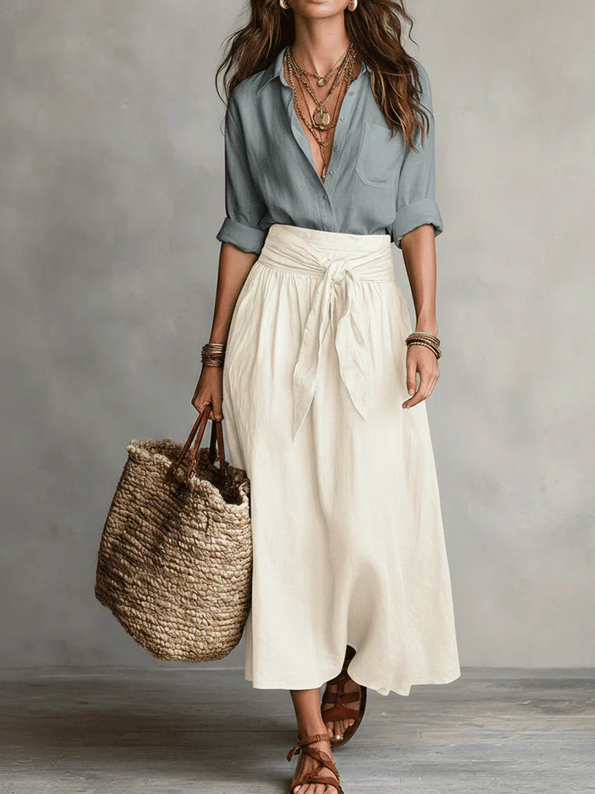 Seraphina | Flowing Tie-Waist Maxi Skirt