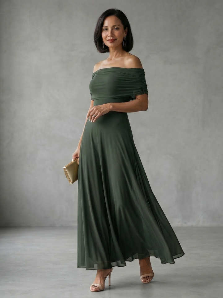 Nerissa | Off-Shoulder Draped Midi Dress