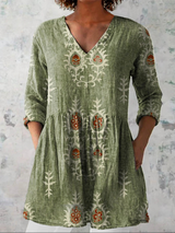 Bernice | Floral V-Neck Tunic Blouse