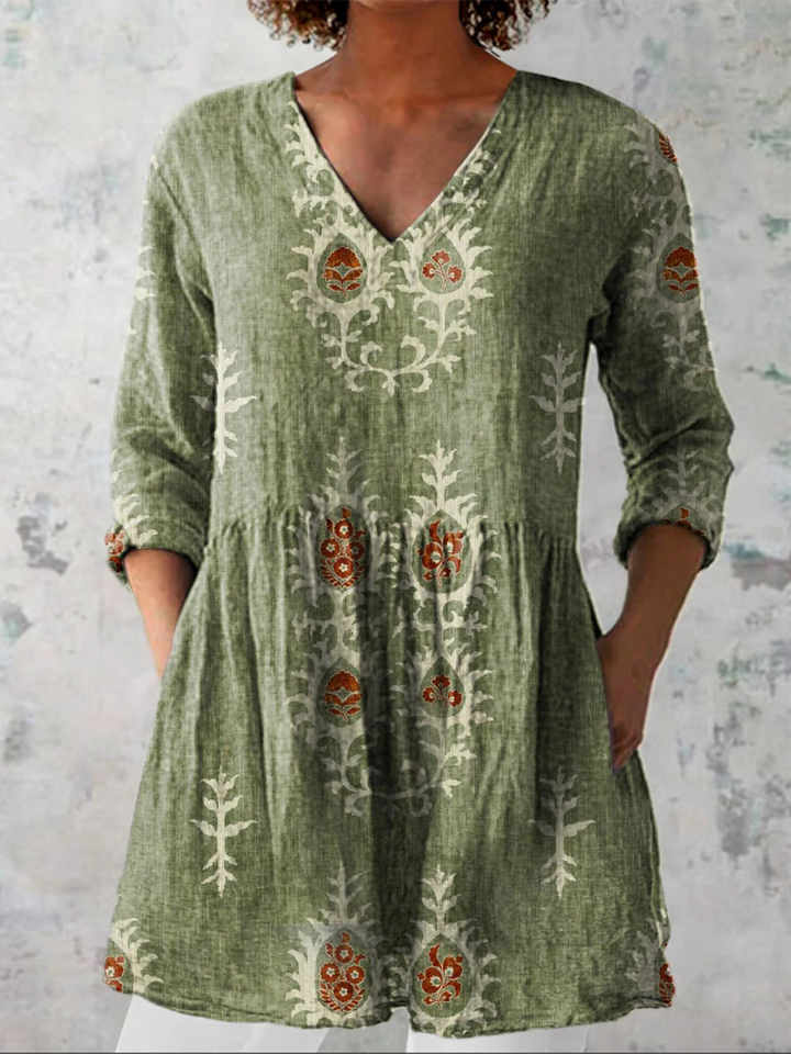 Bernice | Floral V-Neck Tunic Blouse