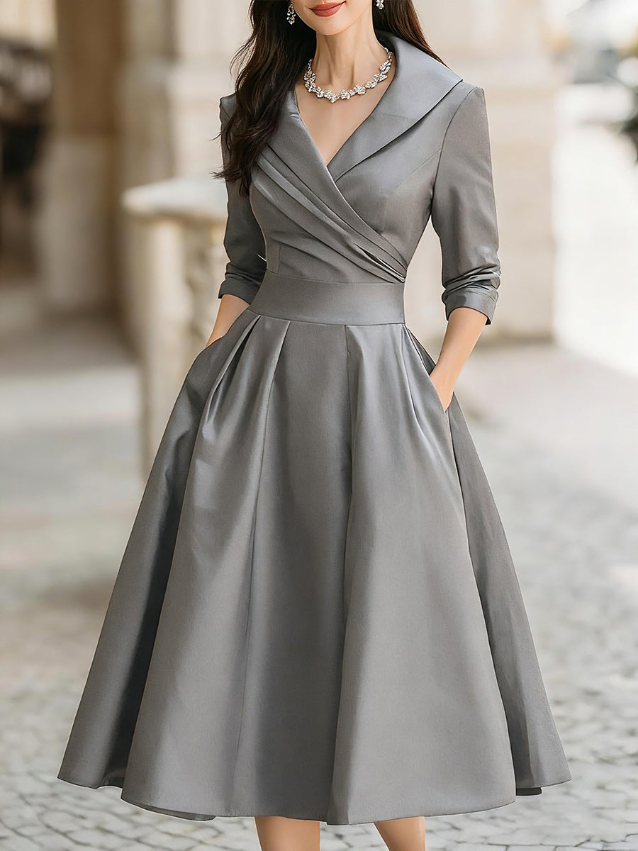 Constance | Shawl Collar Midi Dress