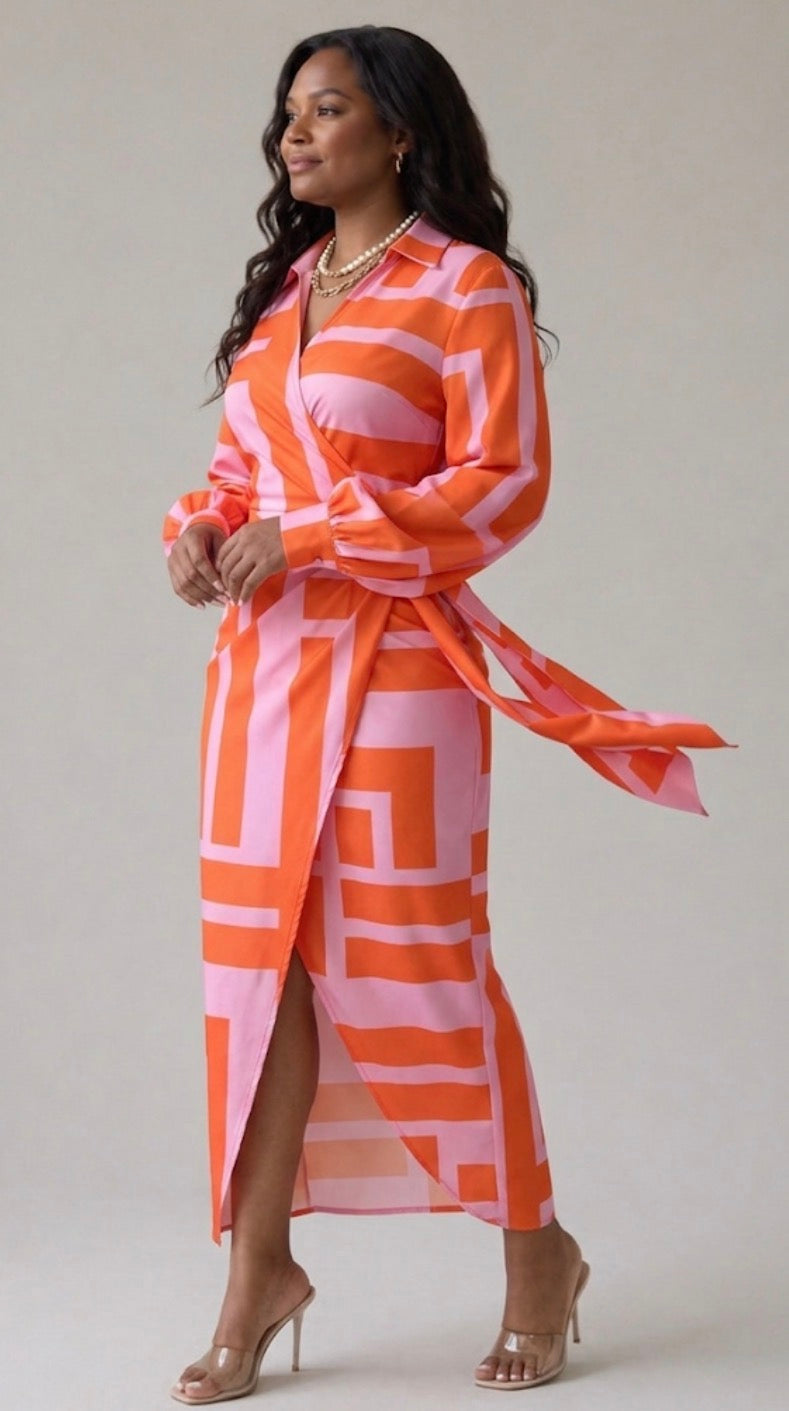 Elodie | Striped Wrap Midi Dress