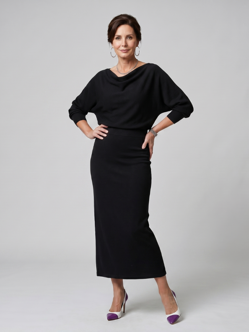 Aubrey | Draped Neck Midi Dress