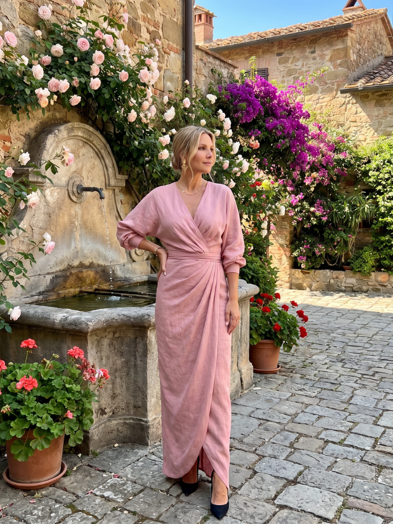 Cecilia | Draped Wrap Midi Dress