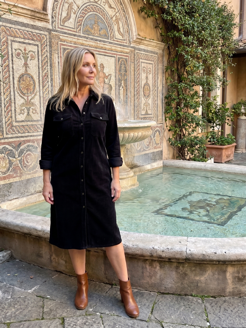 Darcy | Button-Front Patch Pocket Midi Dress