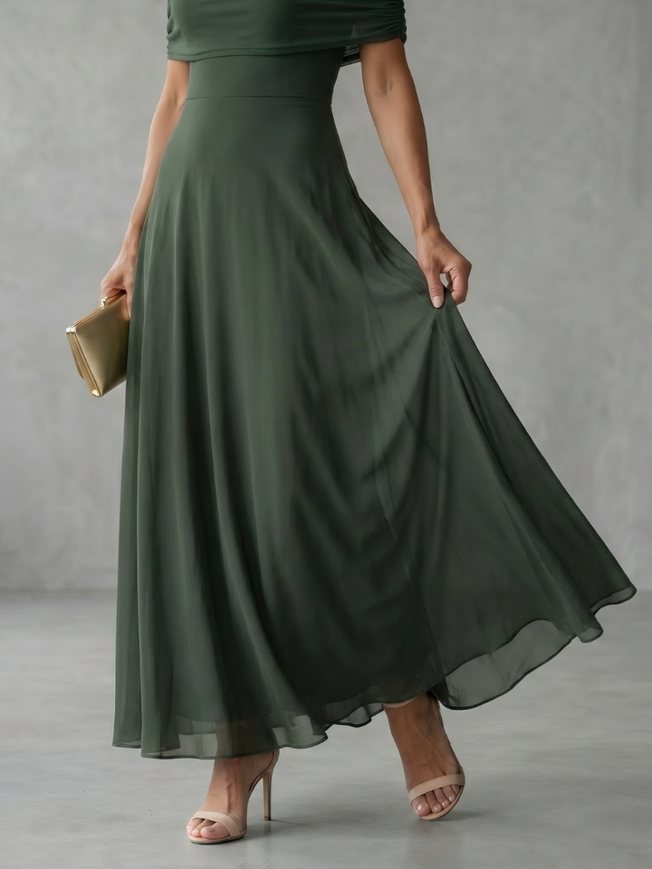 Nerissa | Off-Shoulder Draped Midi Dress