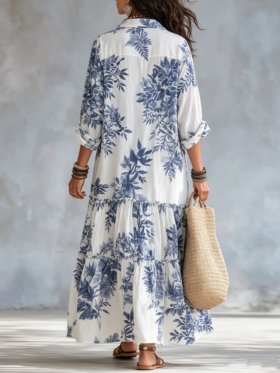 Deborah | Blossom-Print Tiered Maxi Dress