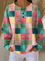 Agatha | Patchwork Button-Neck Sweater