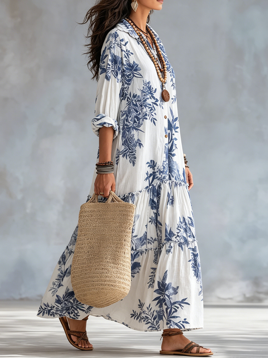 Deborah | Blossom-Print Tiered Maxi Dress