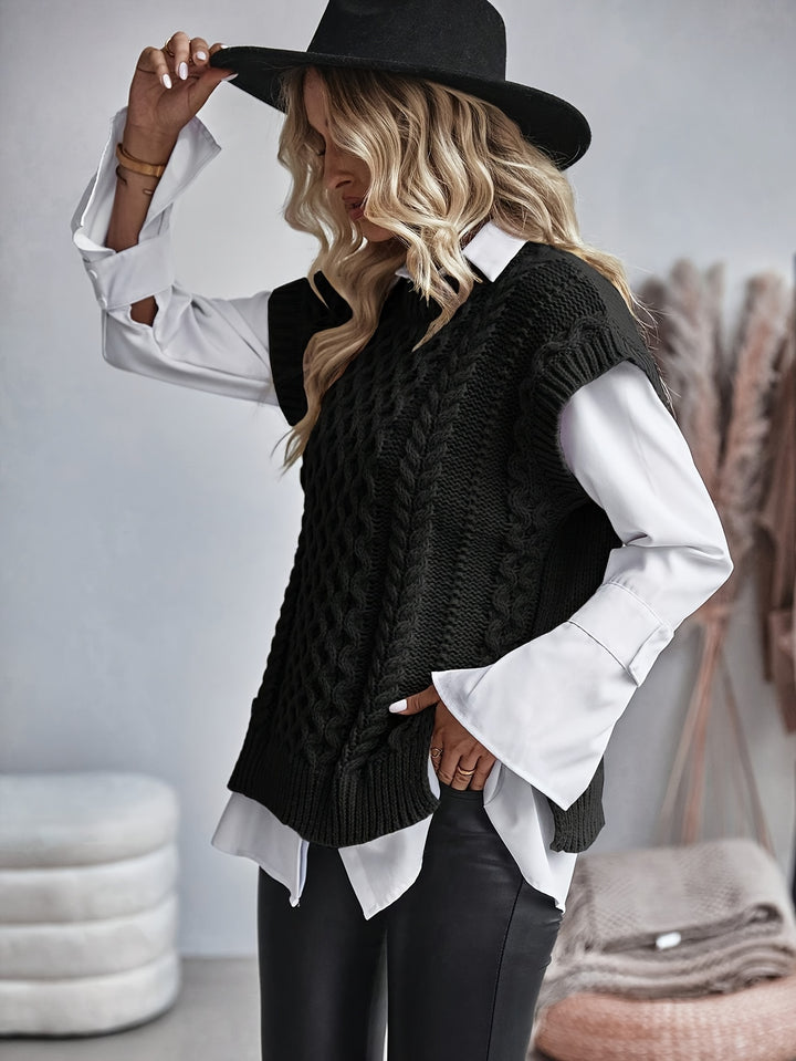 Adelia | Cable-Knit Sleeveless Vest